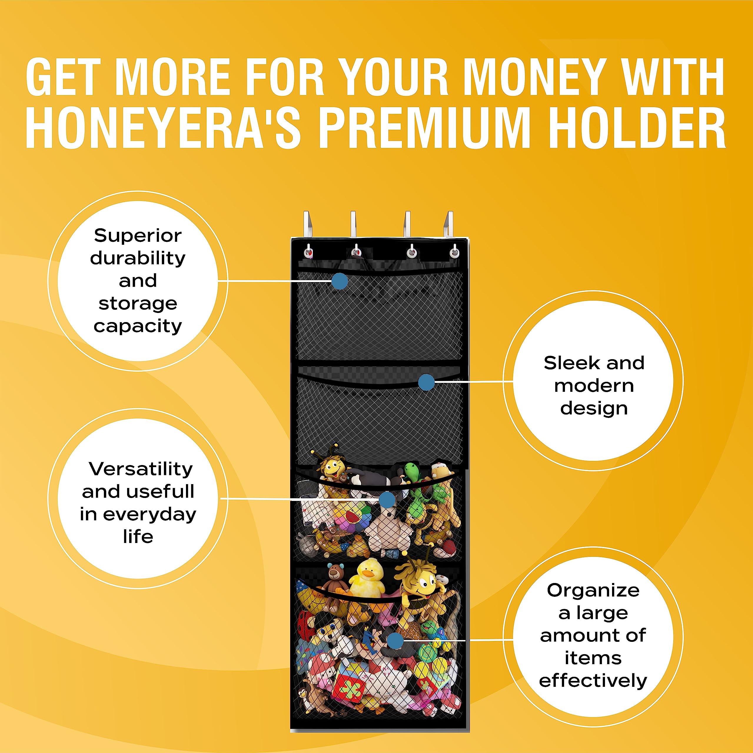 Honeyera versatile storage for stuffies in home, camper, or RV use.