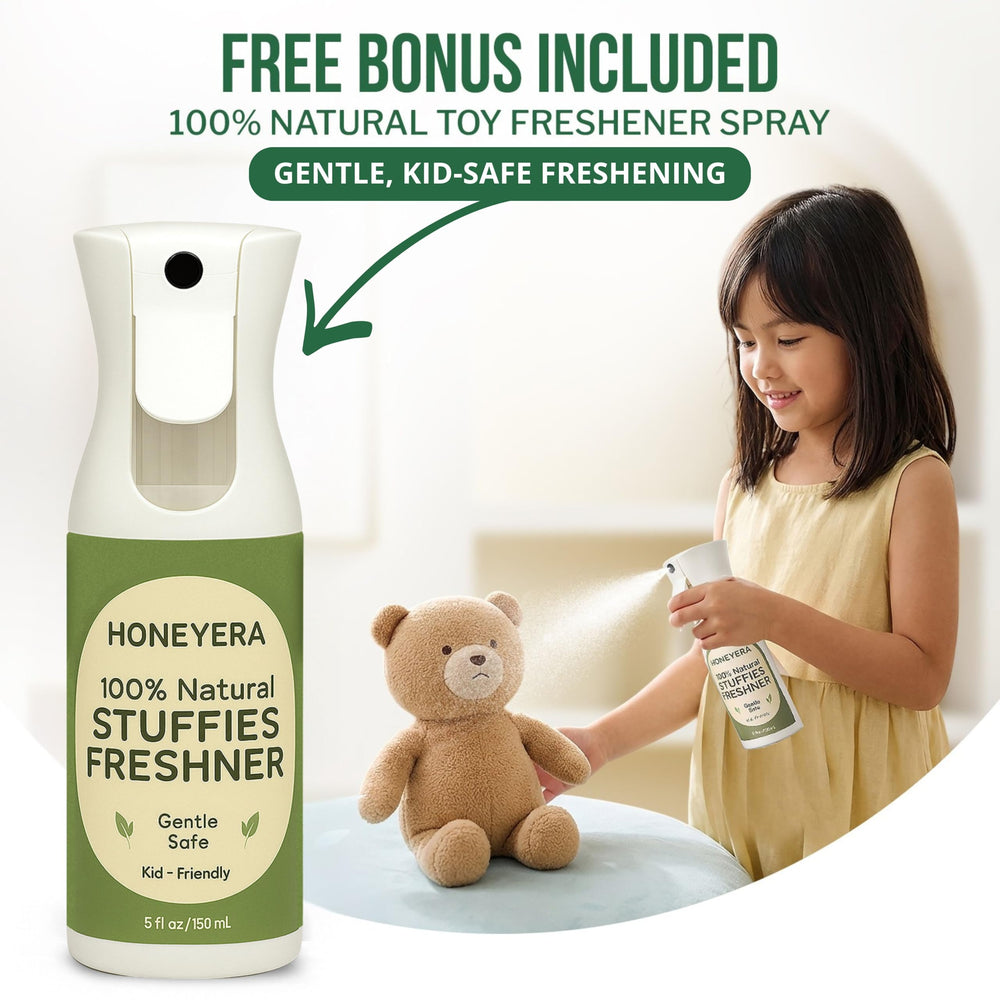 Honeyera vertical storage keeps plush toys off the floor and tidy.