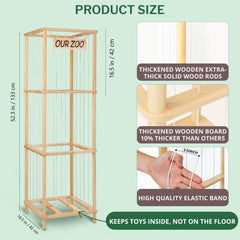 Honeyera wooden zoo toy holder in birch finish supports large plush toys securely.