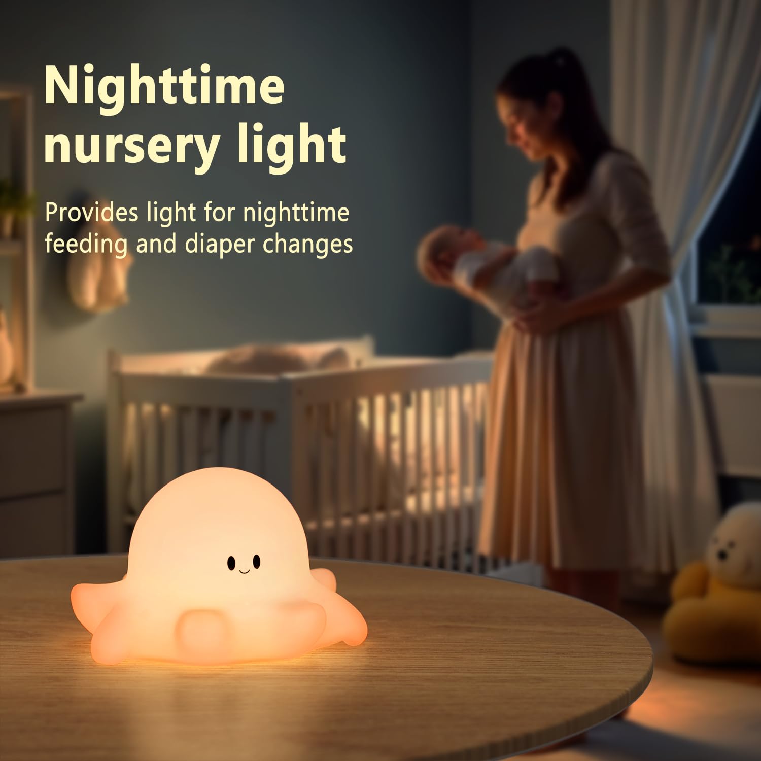 Hongjieyuan octopus pink night light, bedside setup, creates a soothing sleep environment.
