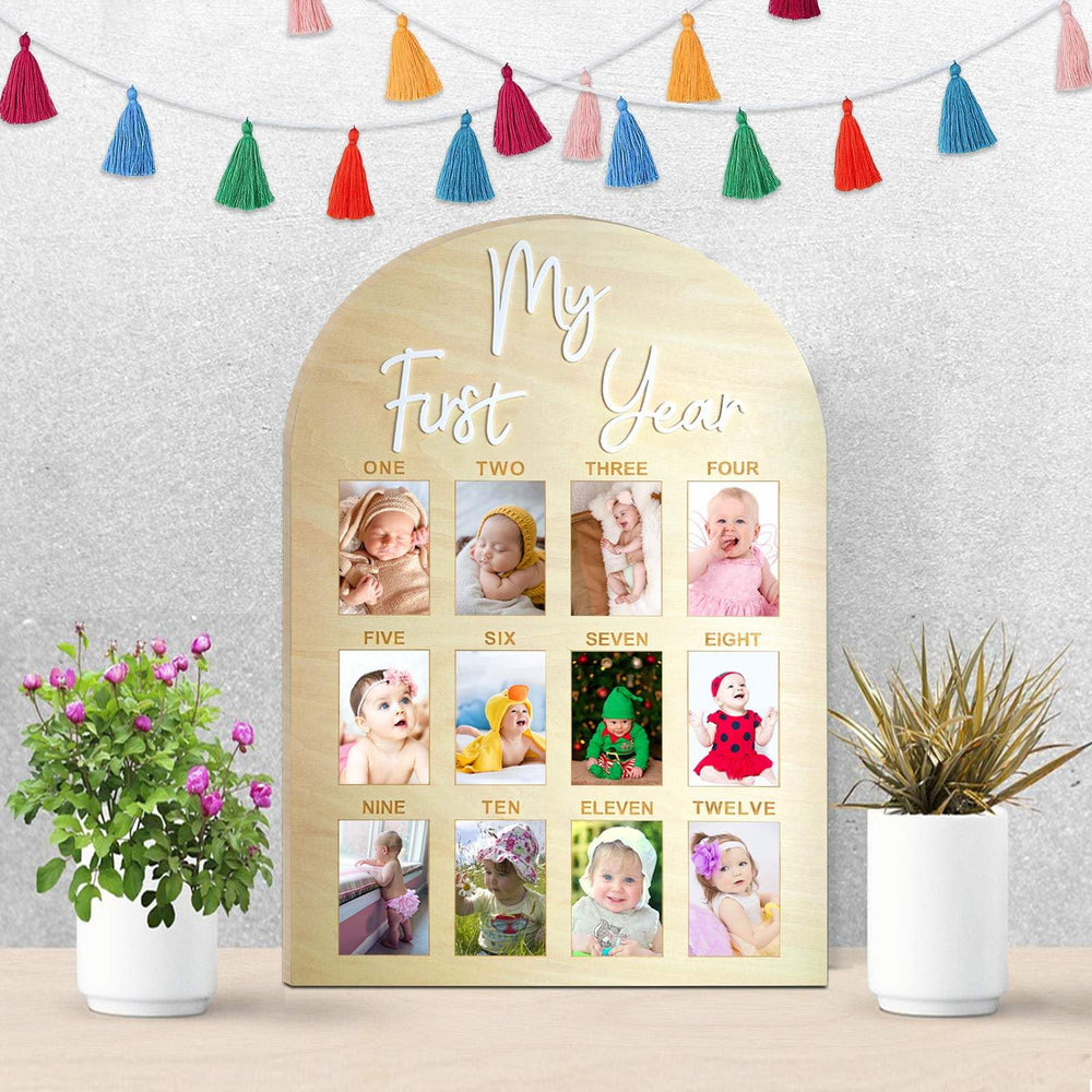 Hongpar neutral milestone board in a nursery blends with existing decor