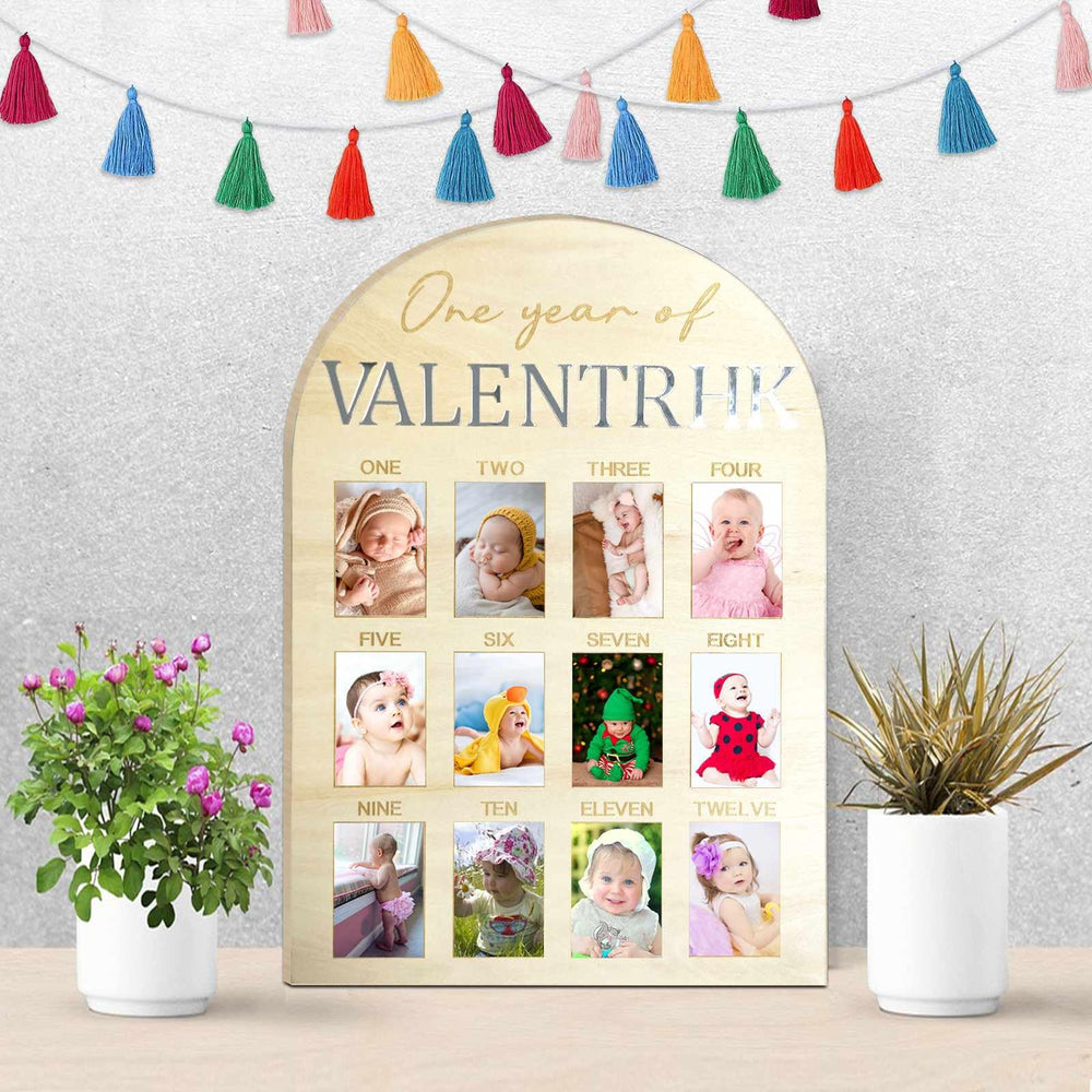 Hongpar neutral rustic milestone frame fits nursery or party themes.