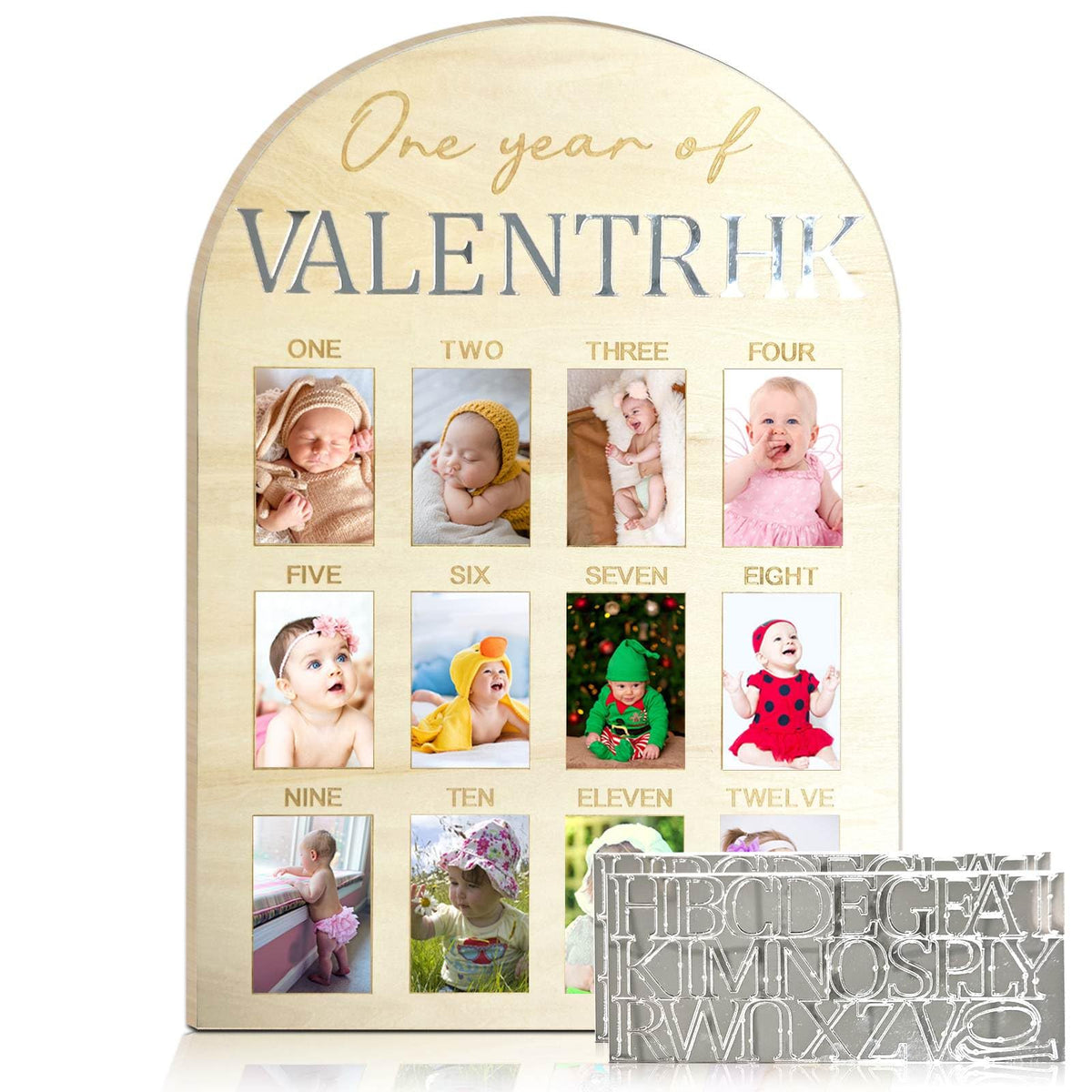 Hongpar one-year milestone board shows 12 months of baby growth for an heirloom keepsake.