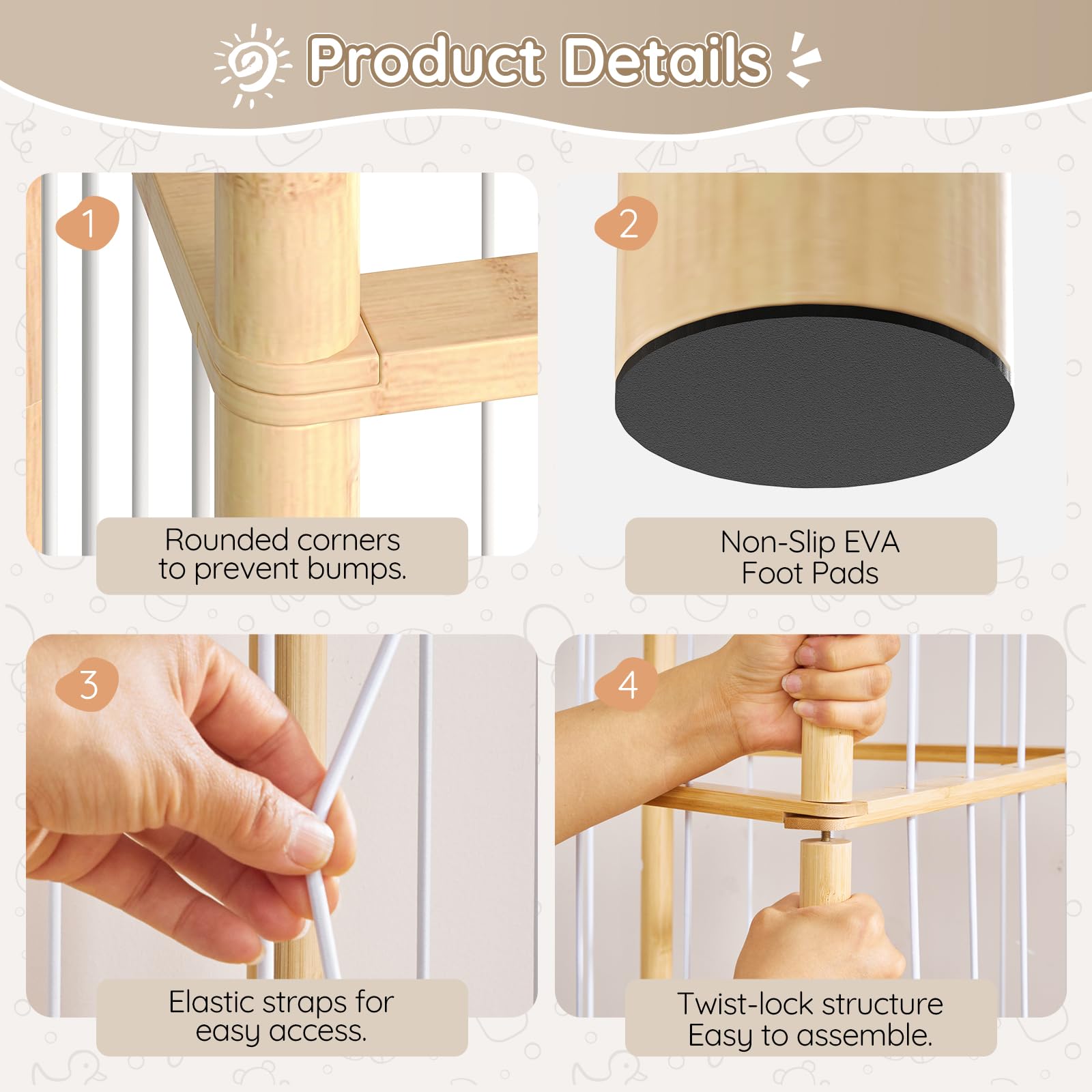 HOOBRO anti-tip EVA pads enhance stability on various floor surfaces.