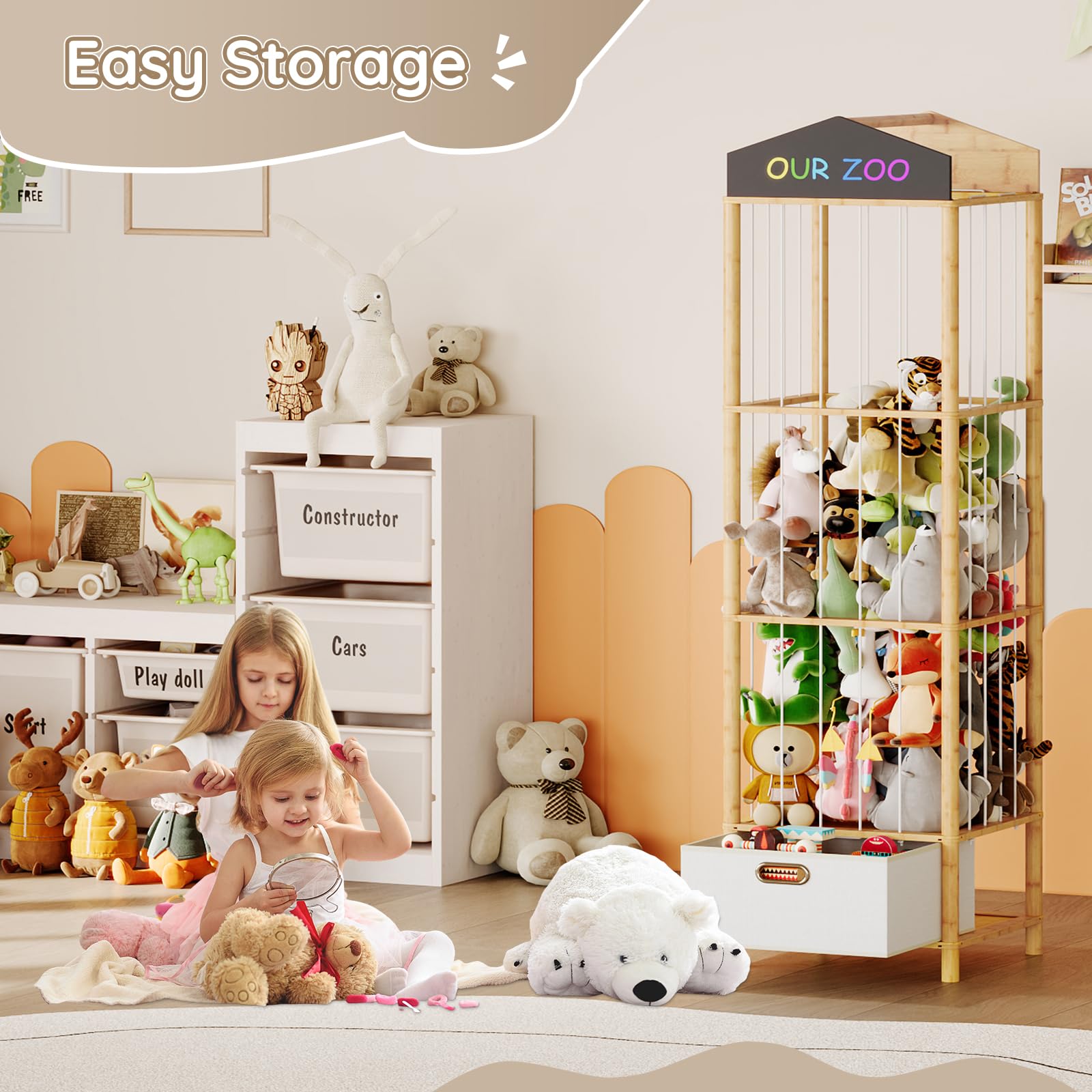 HOOBRO bamboo material frame highlights durability and smooth edges in a family space.
