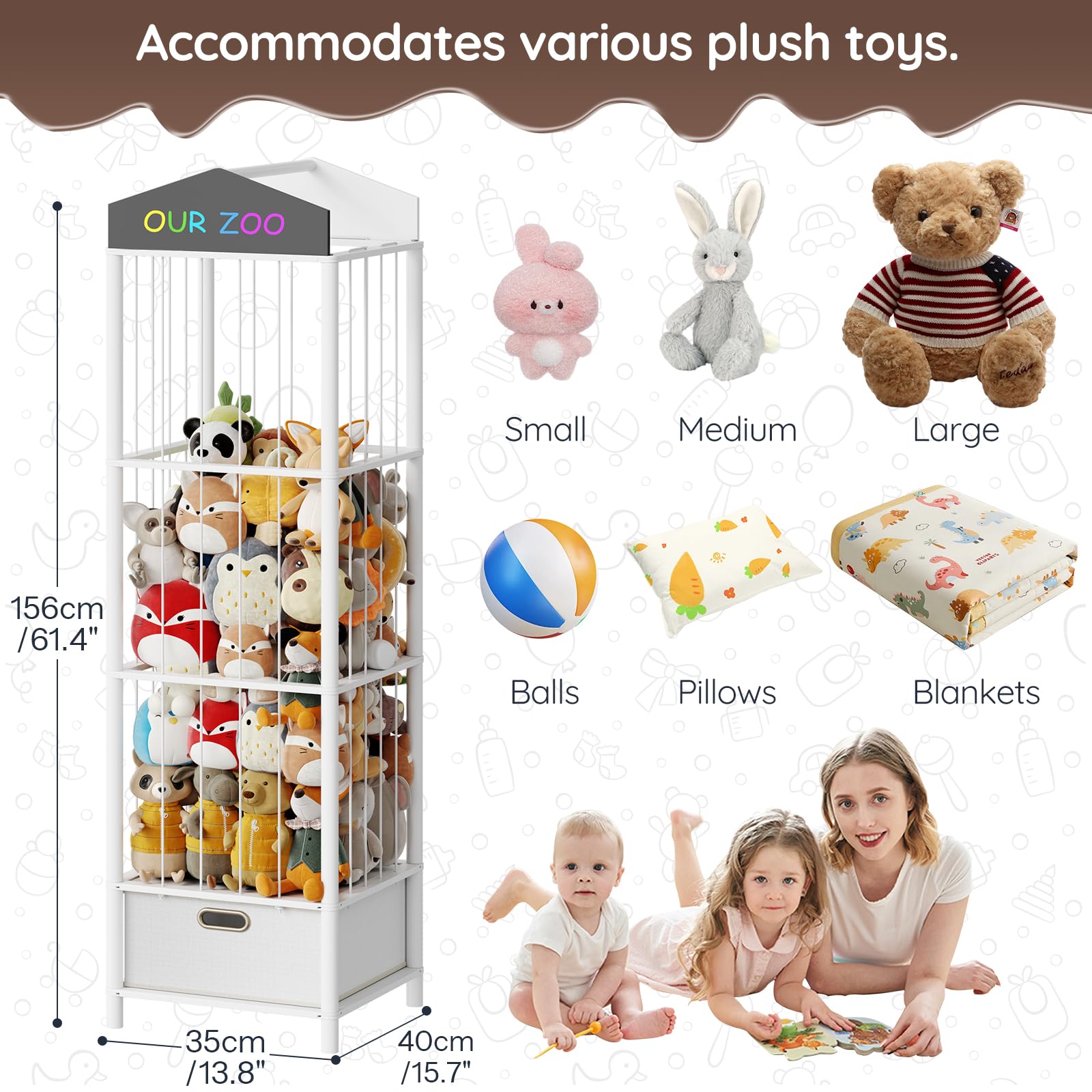 HOOBRO bamboo unit fully assembled for playroom organization
