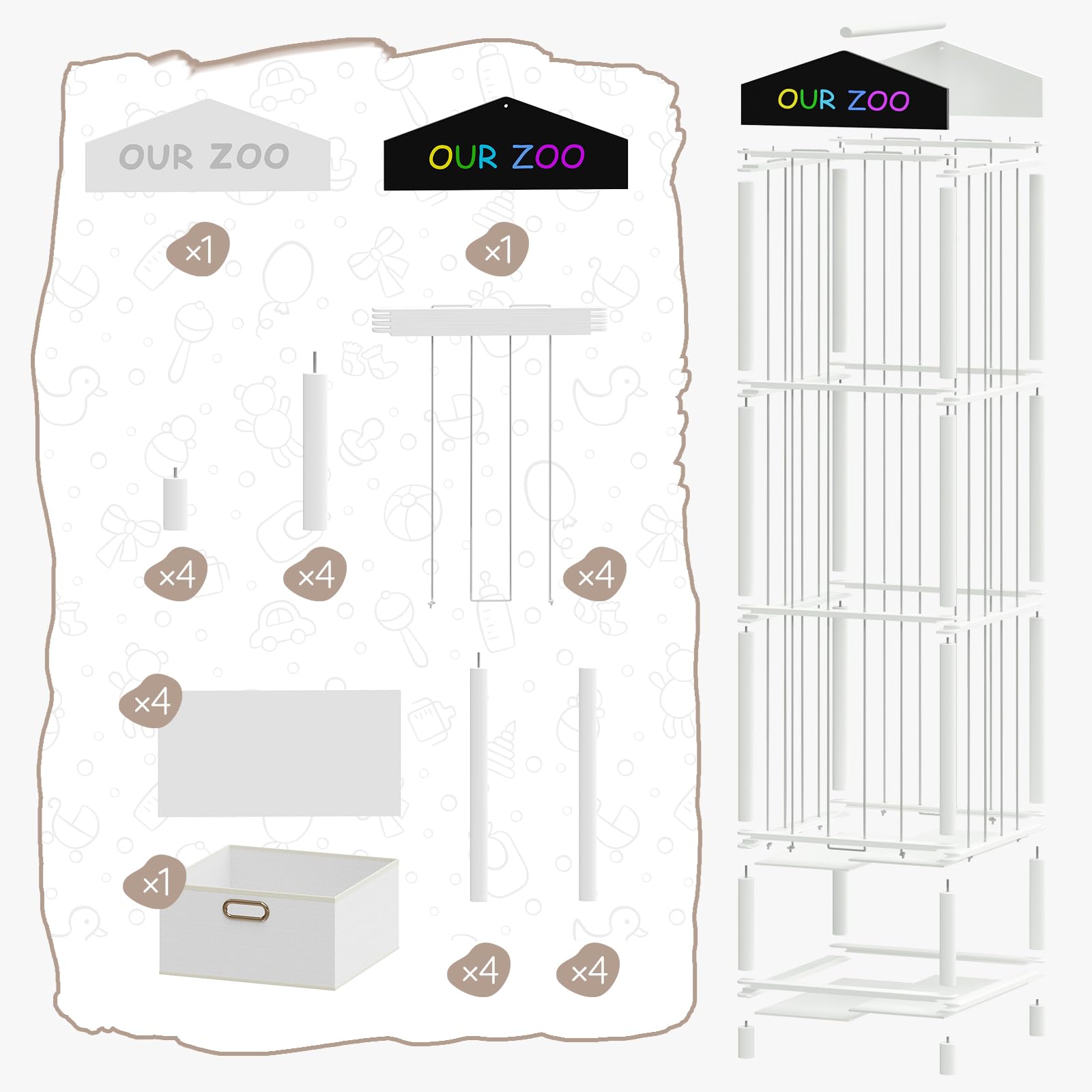 HOOBRO organizer in a playroom blending with decor while storing plush toys