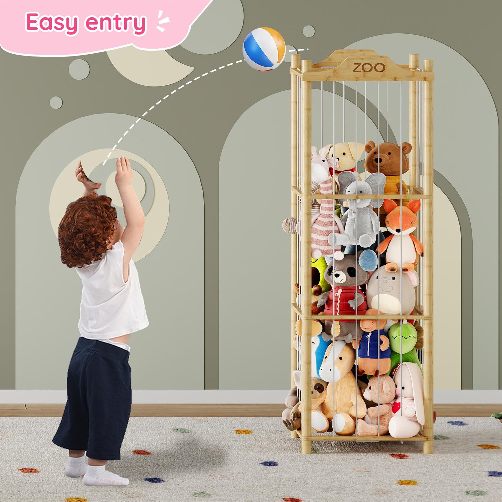 HOOBRO elastic rope access design for quick toy retrieval.