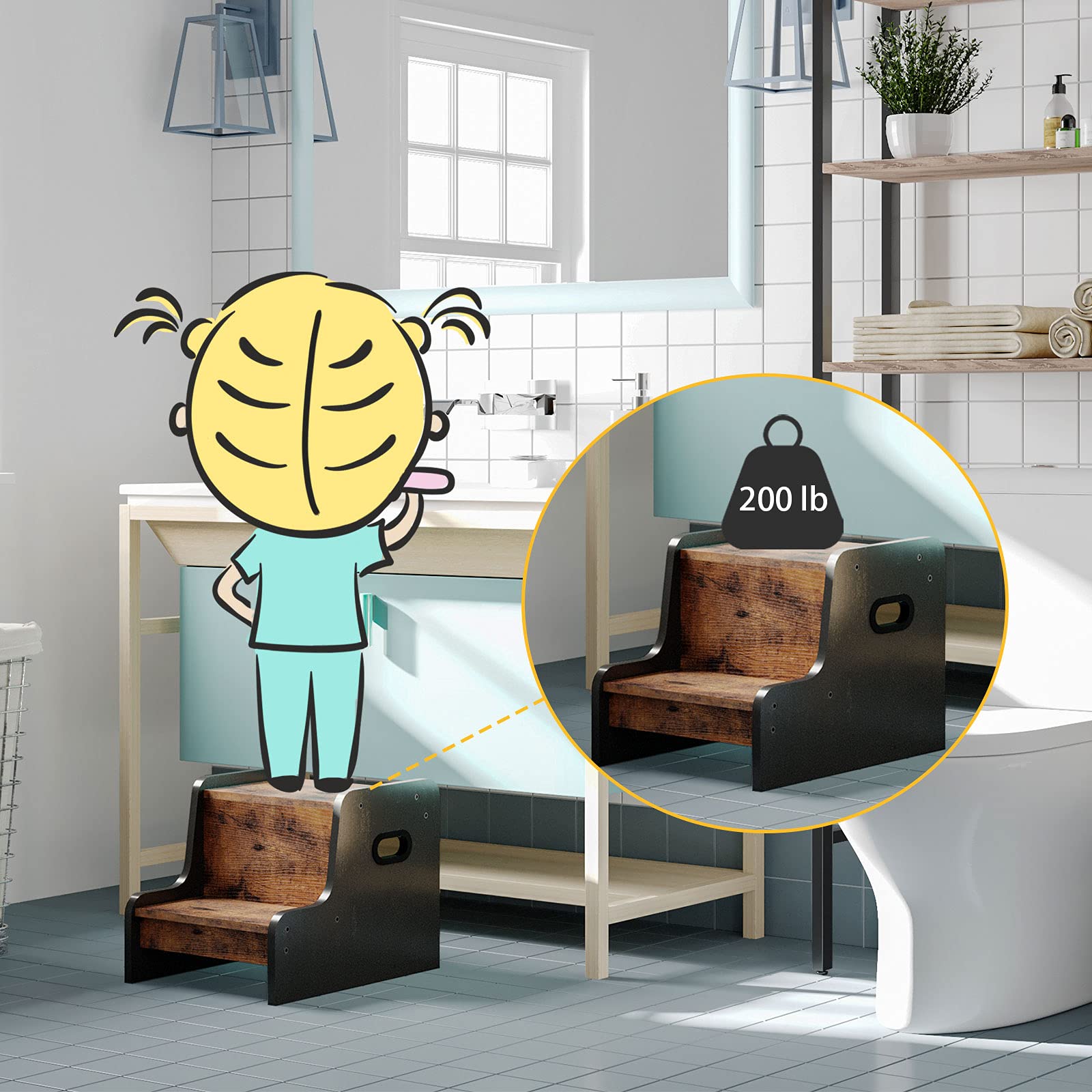 HOOBRO kids potty training stool with handles encourages independent routines.