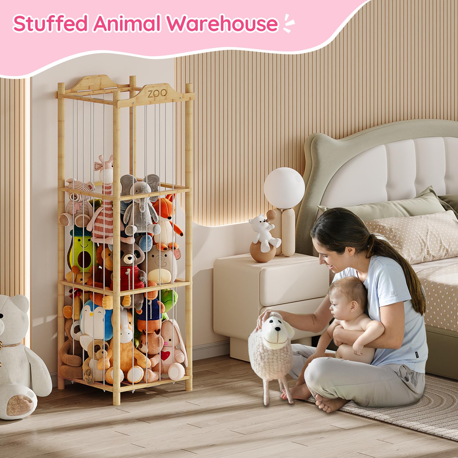 HOOBRO large-capacity storage holds 40+ plush toys.
