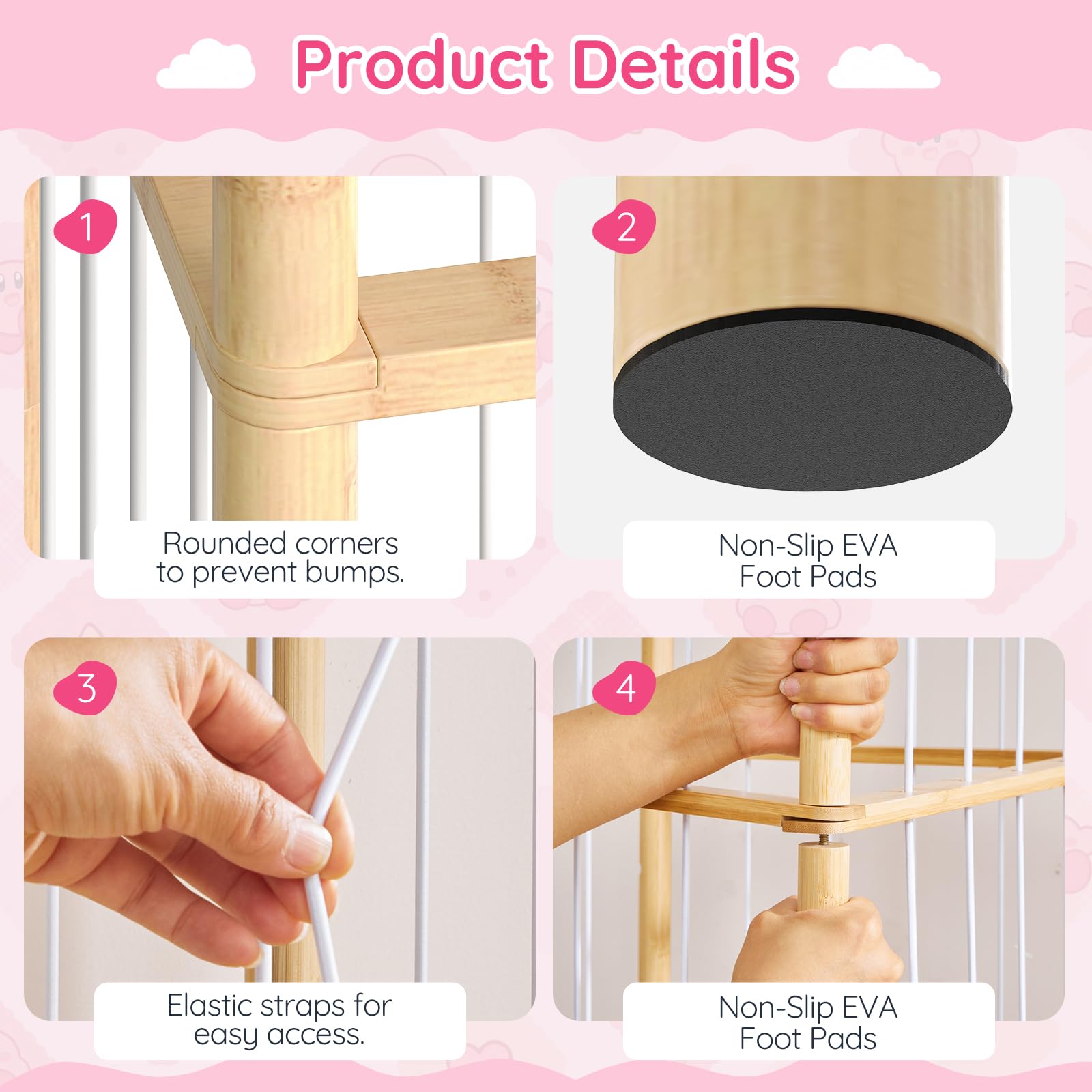 HOOBRO natural bamboo finish complements nurseries and living spaces.