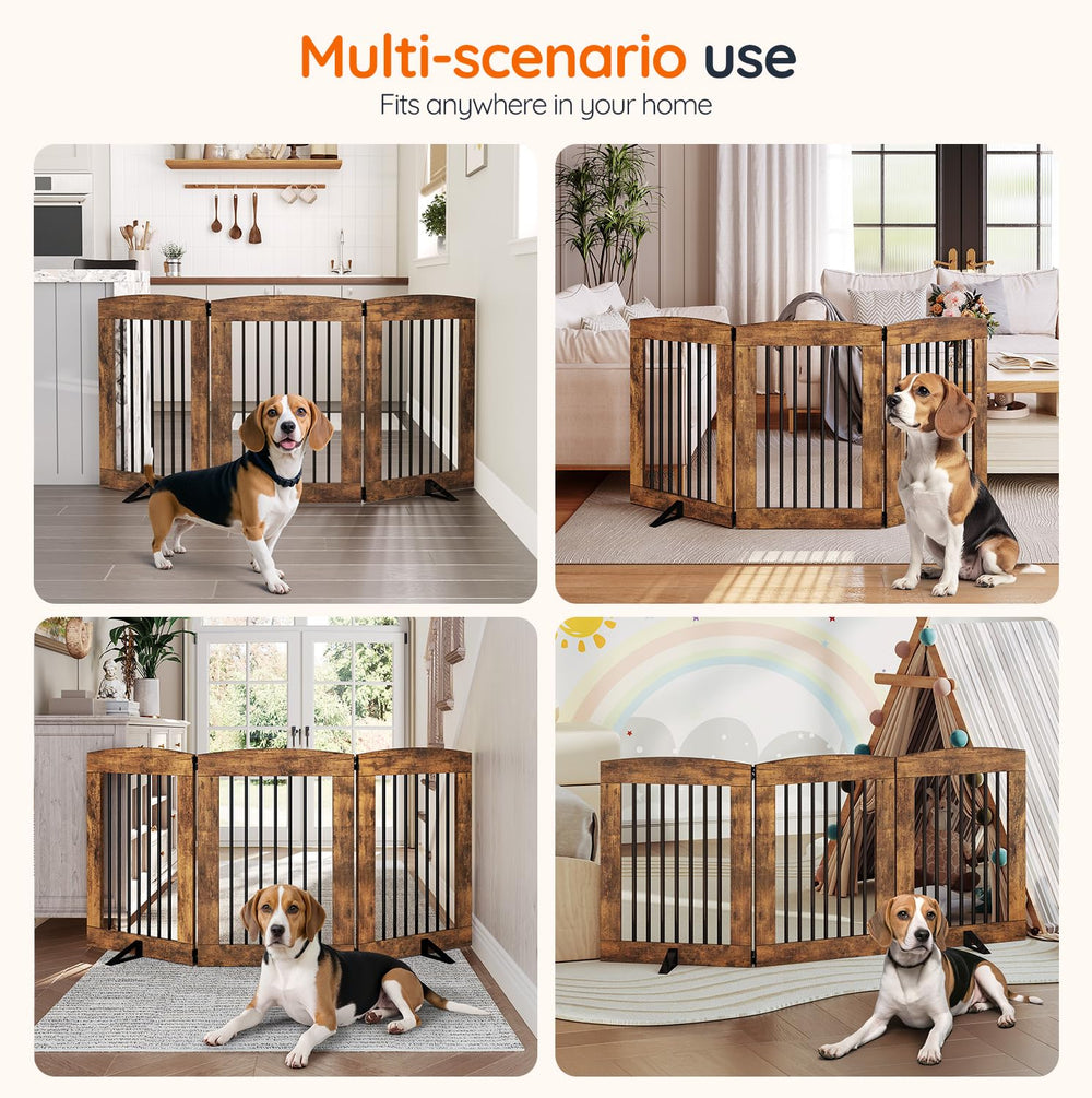 HOOBRO rustic brown finish enhances decor while keeping pets contained
