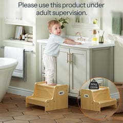 Two-step design of HOOBRO stool helping kids reach sinks safely