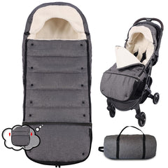 HOOGEE stroller footmuff expandable-length design for newborn to toddler use.