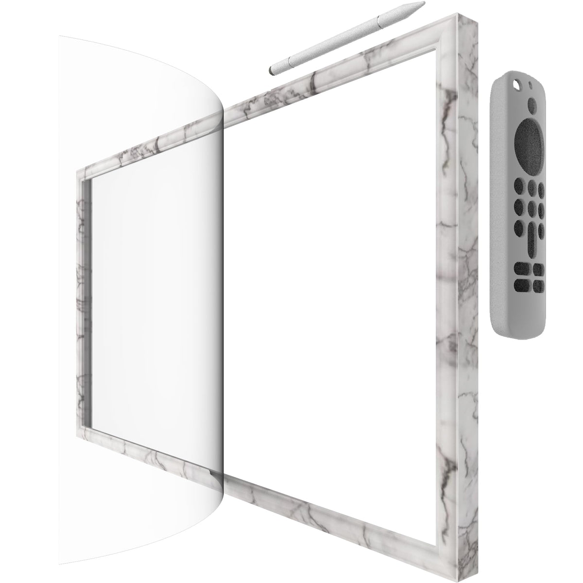 HOOKMEMO white marble frame for Echo Show 21 elevates decor with tidy setup.