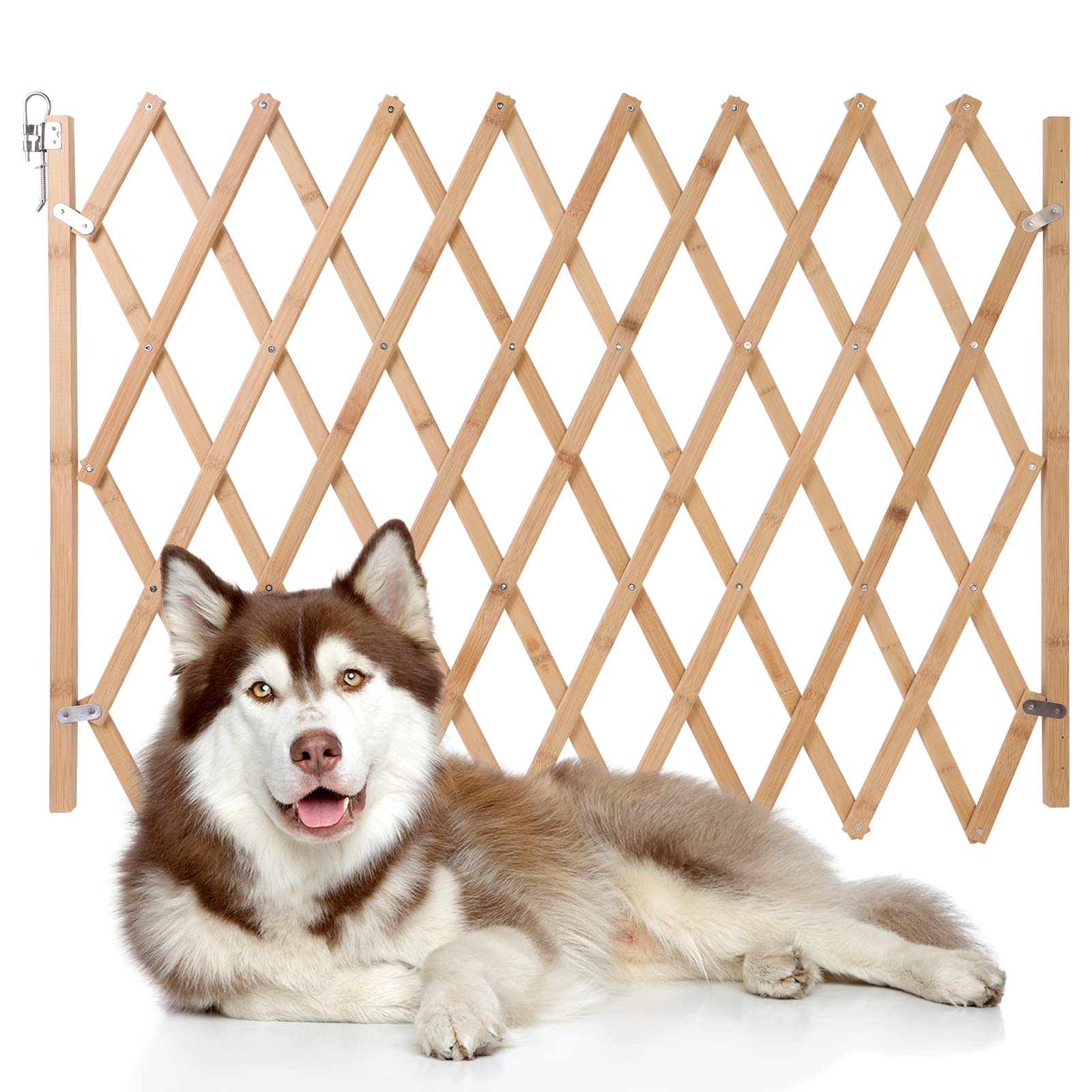Hoomall retractable dog gate in doorway keeps pets safely contained.