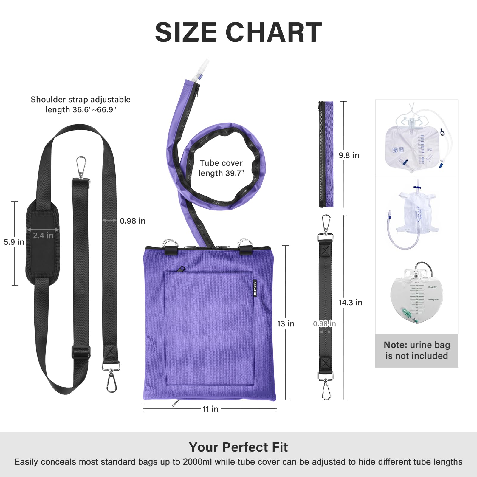 HOOMTREE adjustable strap with shoulder pad for easy, hands-free transport.