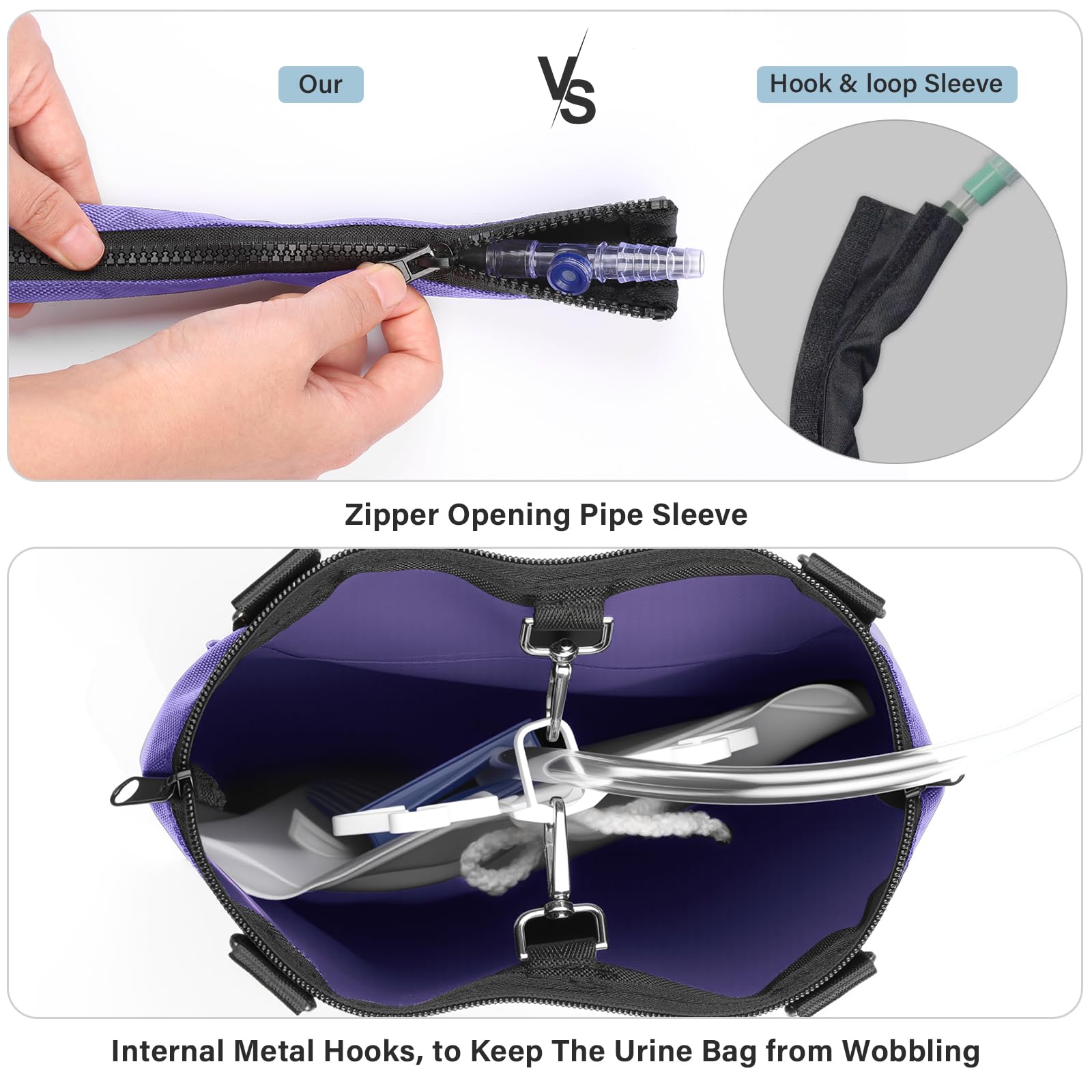 HOOMTREE zipper openings at bottom simplify urine bag drainage setup.