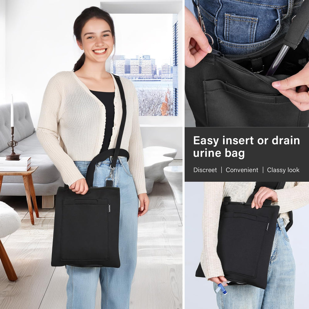 HOOMTREE catheter bag cover with zipper and pipe sleeve for easy access