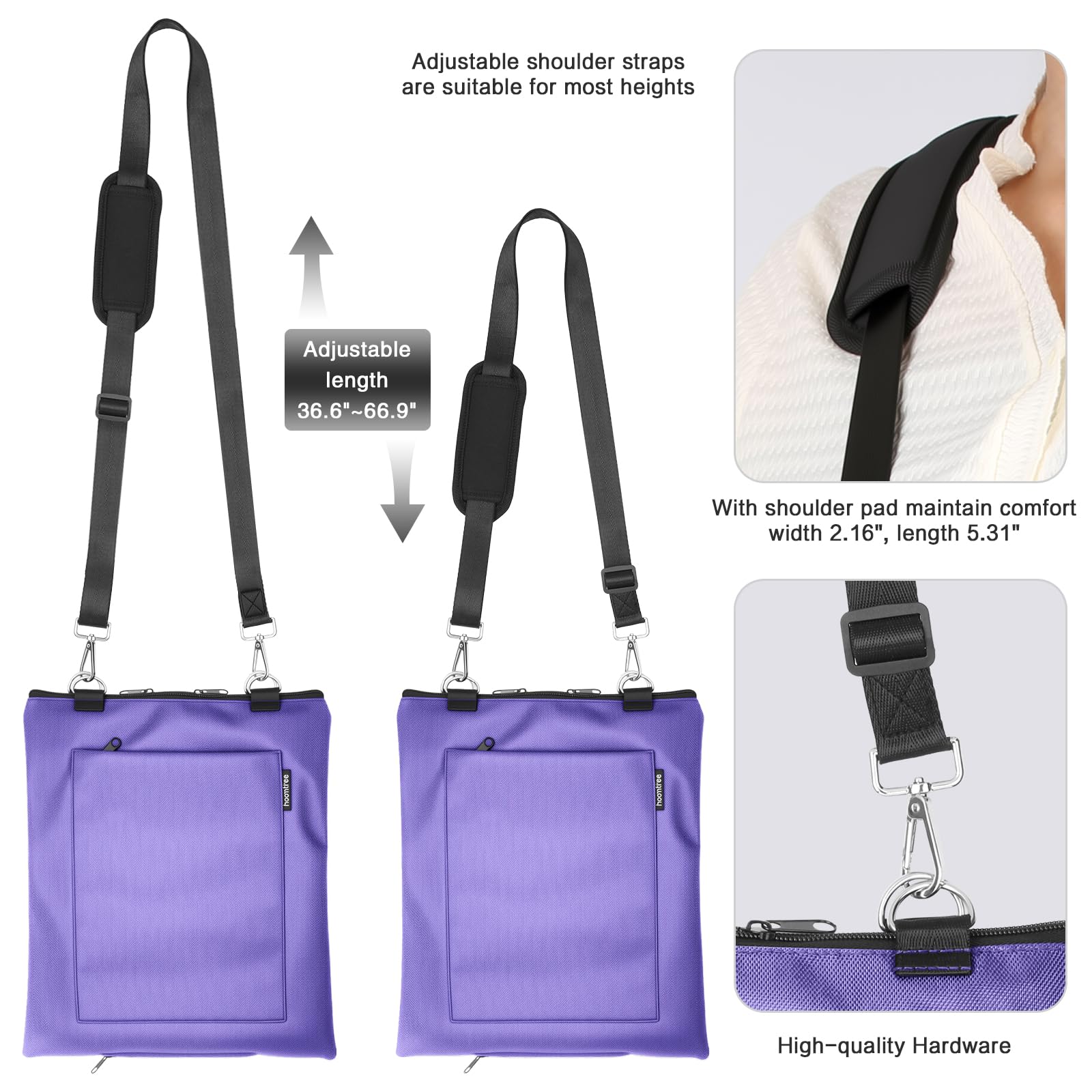 HOOMTREE external pocket stores phone and small items for quick access during use.