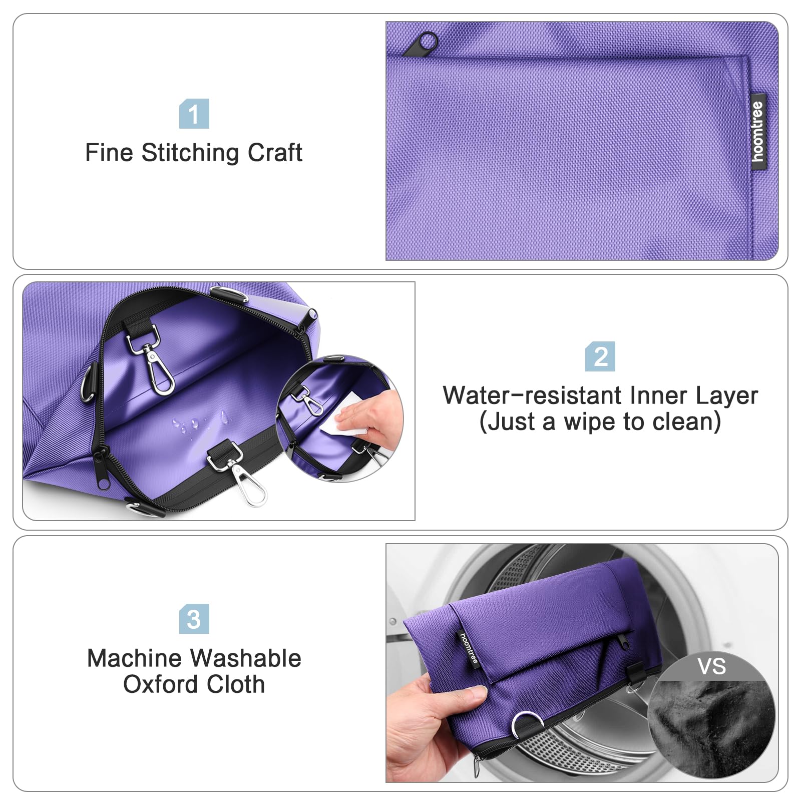 HOOMTREE 840D oxford bag holder remains water-resistant and durable for travel and hospital use.