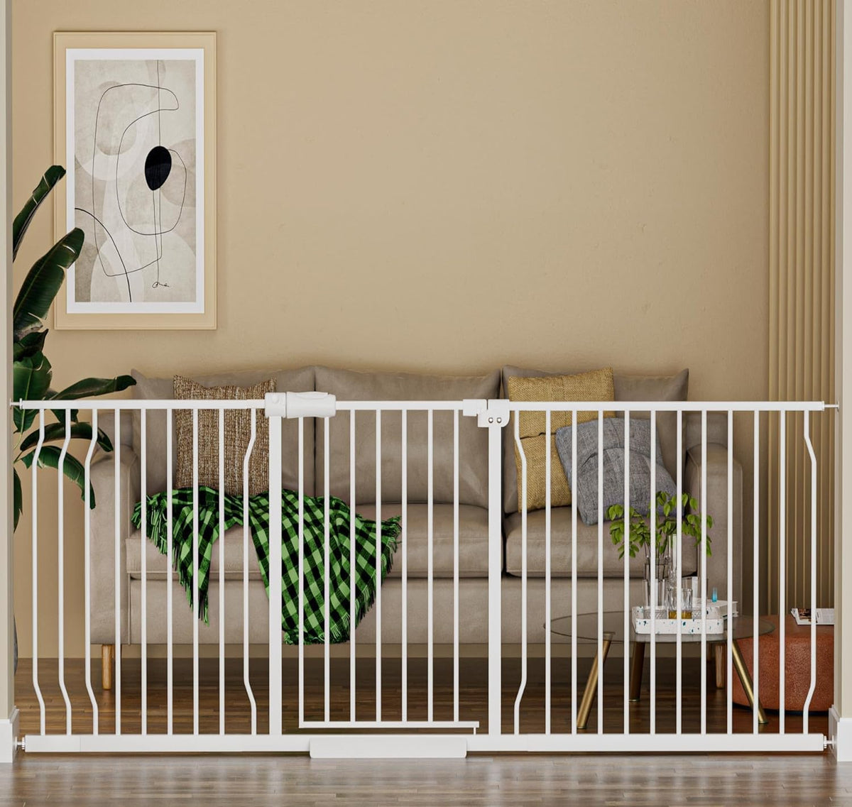 HOOOEN extra wide gate extended to 86-105 inches for wide doorways