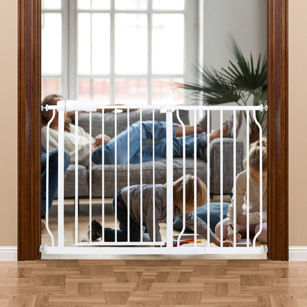 HOOOEN wide baby gate in doorway with extended width for safe passage in daily use