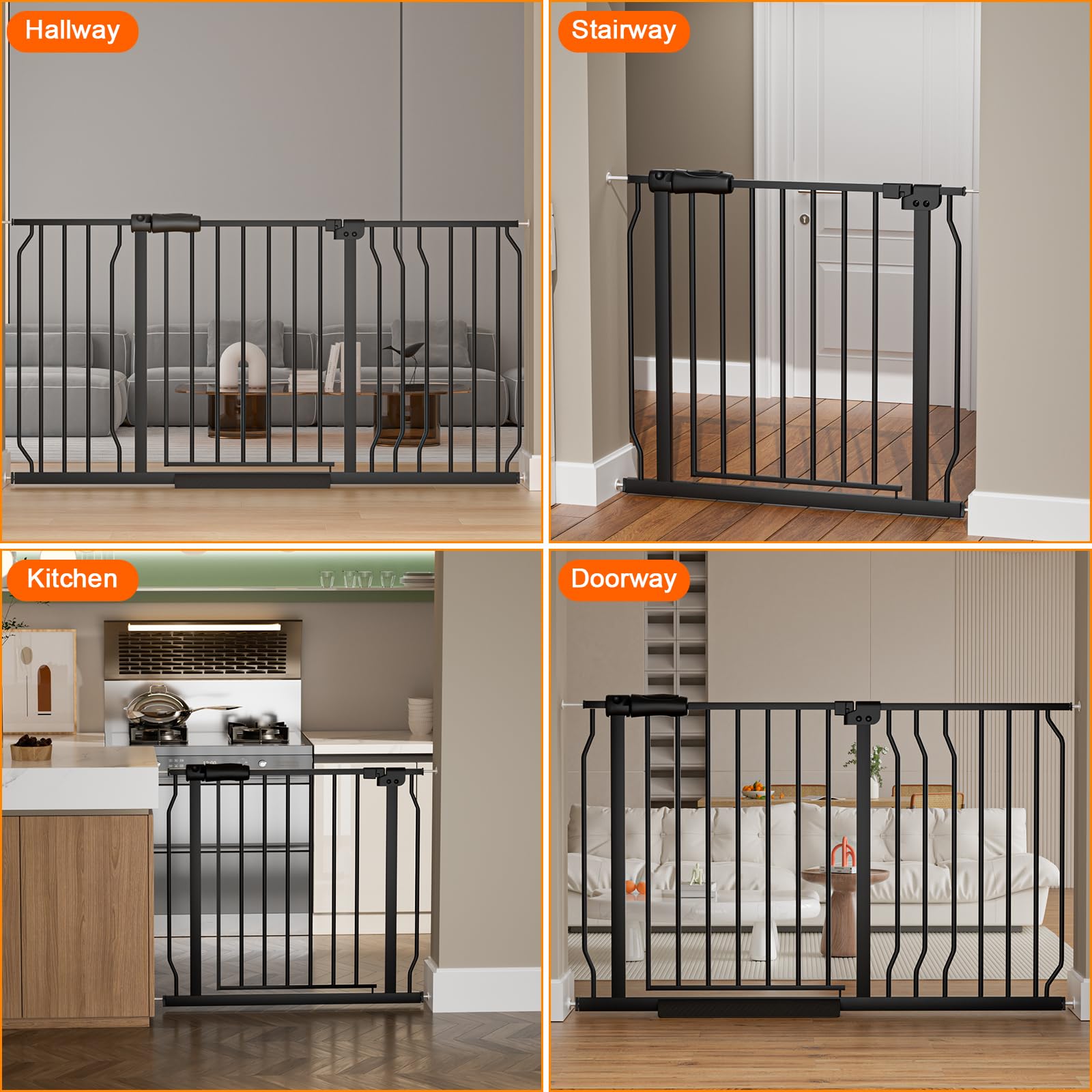 HOOOEN wide gate fits openings from 34 to 38 inches.