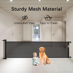 Hooomyai soft mesh safety gate with no bottom bar to reduce trip risks