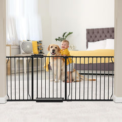 HOOOEN 30-inch tall extra wide gate across a doorway for child and pet safety