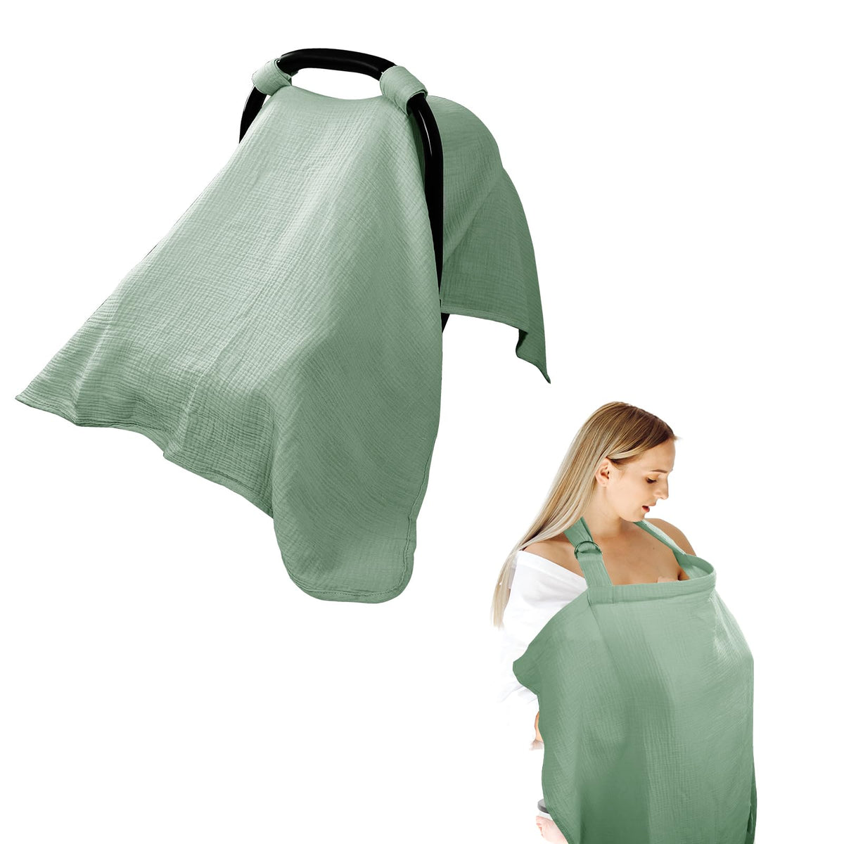 Hooyax baby car seat cover in breathable muslin for gentle airflow.