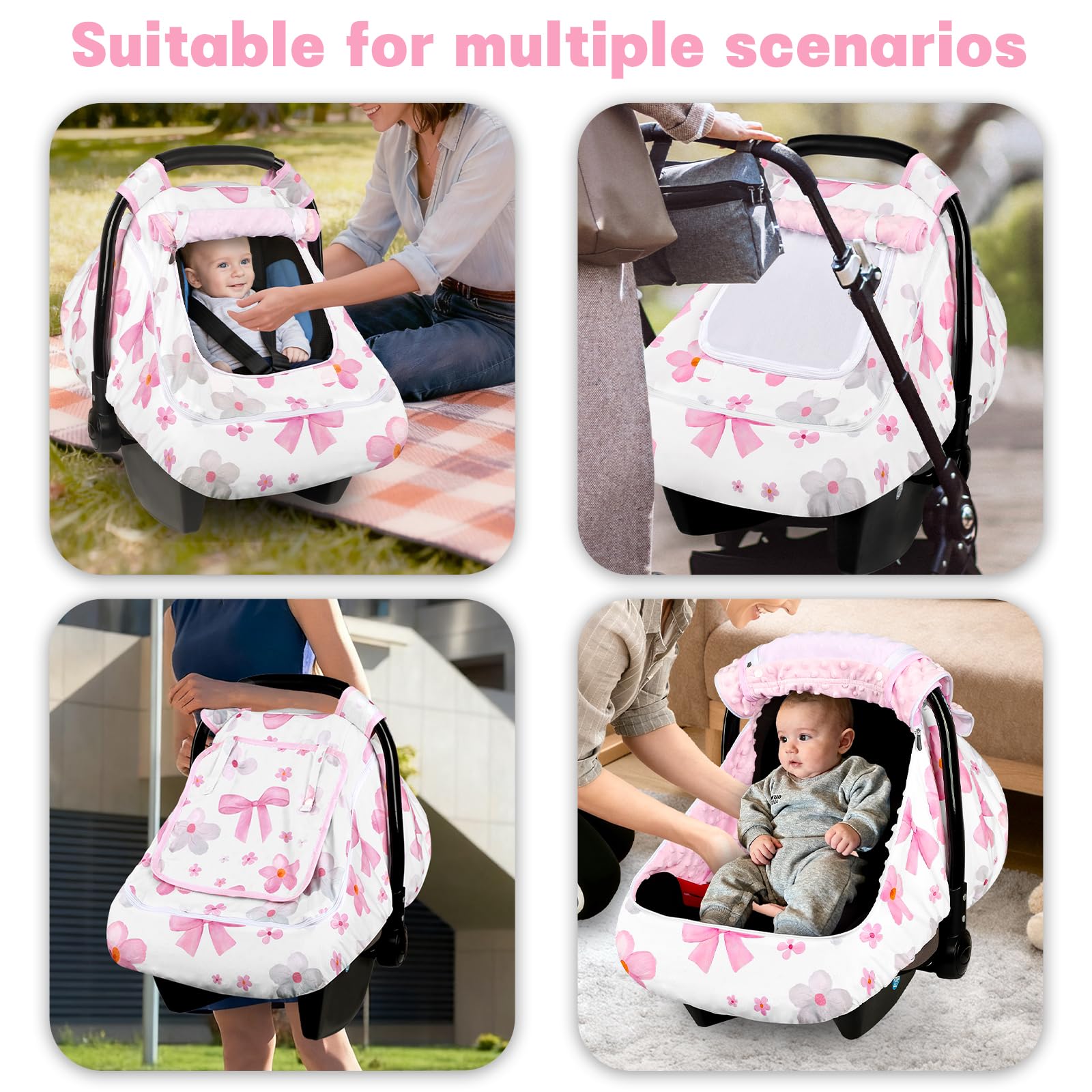 Hooyax pink bow design adds stylish detail for everyday travel.