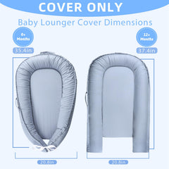 Hooyax Baby Lounger Cover blue buckle-adjustable, secure fit for growing babies.