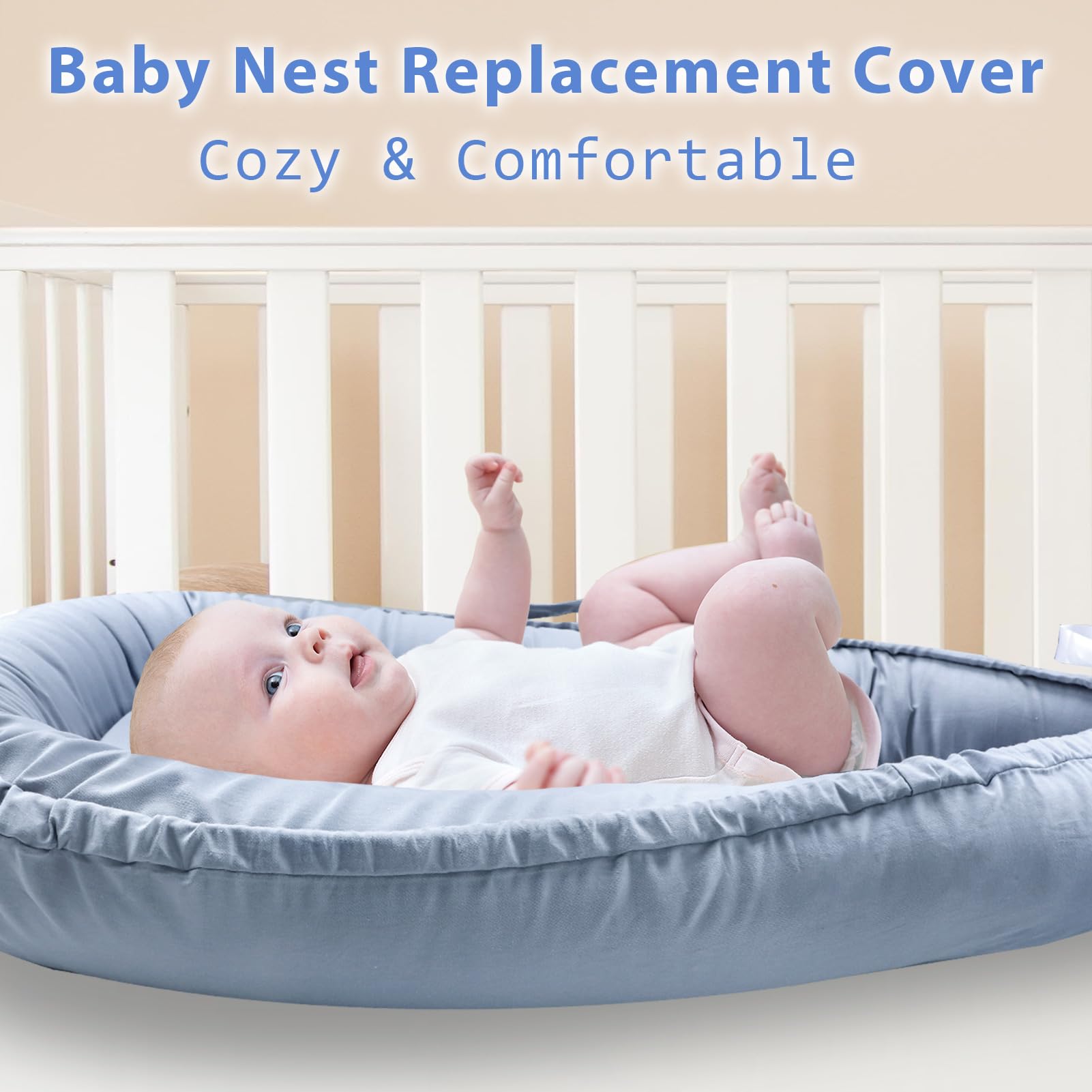 Hooyax Baby Lounger Cover blue easy-install, fast to fit over standard foam nest.
