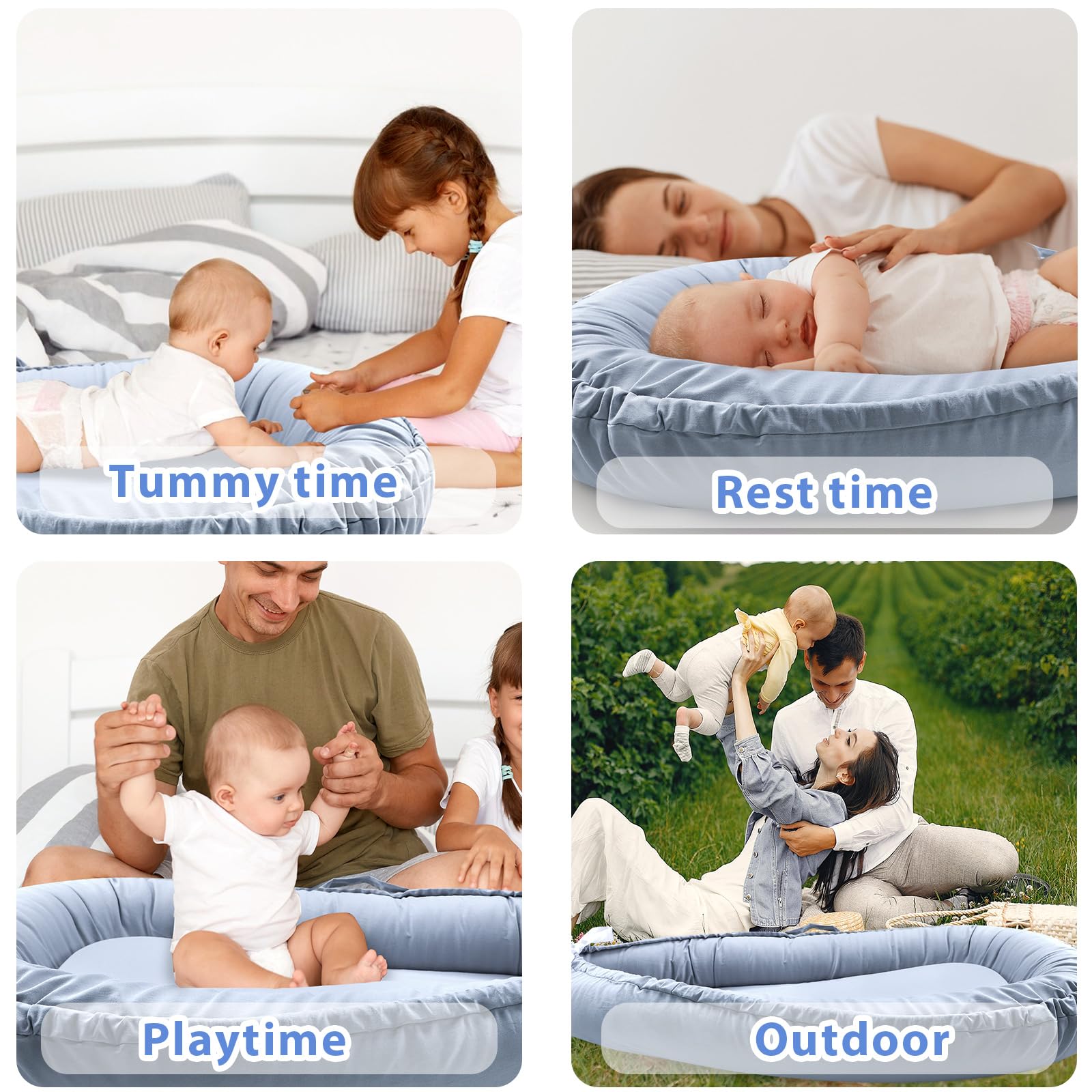 Hooyax Baby Lounger Cover blue not-foam, ideal when replacing worn covers.
