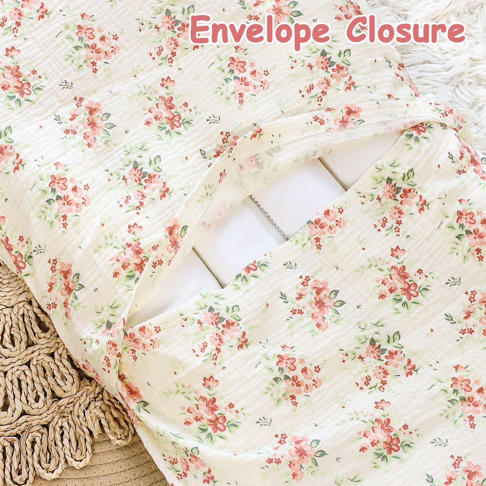 Envelope closure Hooyax floral lounger cover for quick on/off