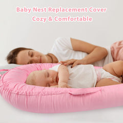 Hooyax baby nest cover pink image shows easy installation and removal.