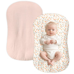 Hooyax baby lounger cover in pink floral two pack offers breathable comfort for newborns