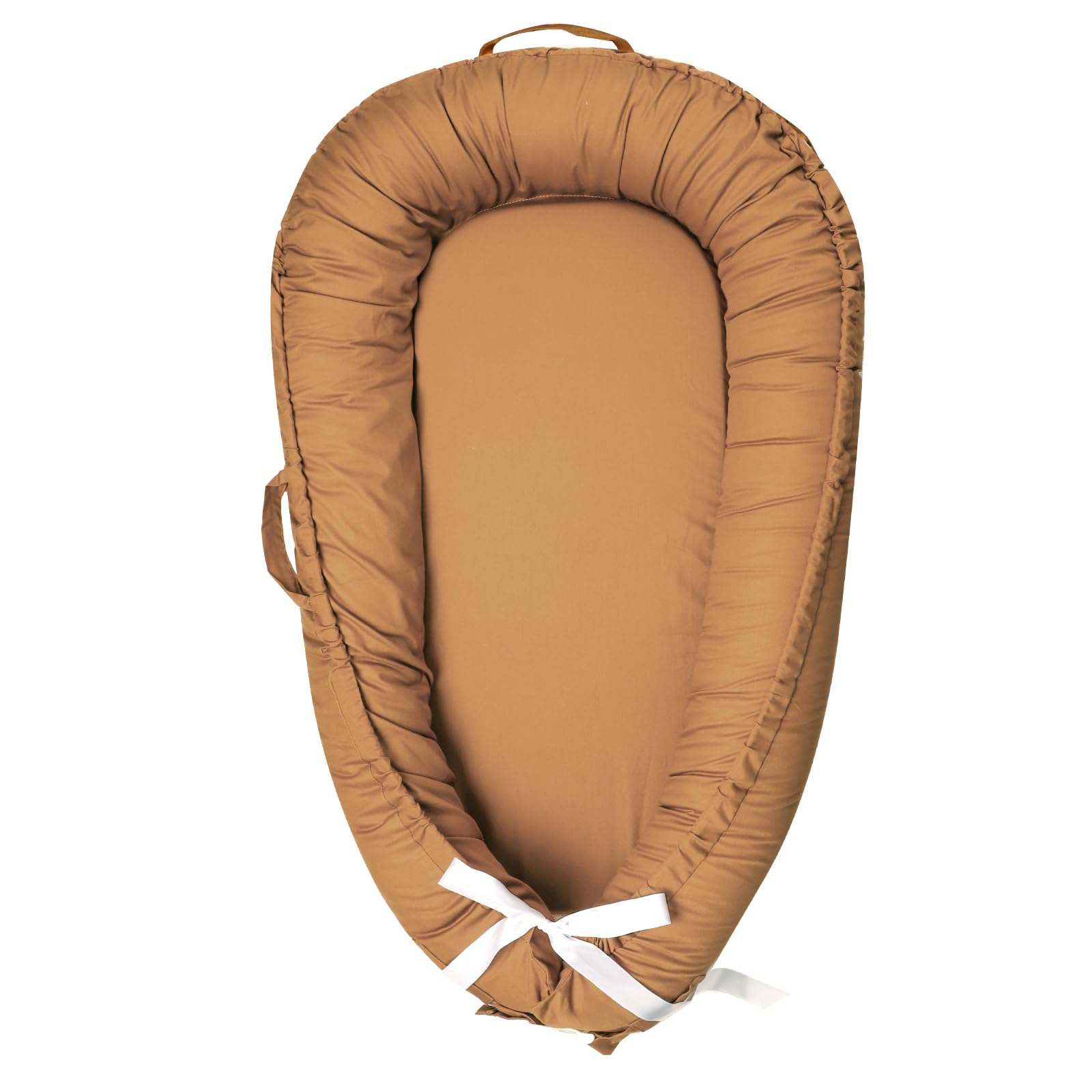 Hooyax Baby Lounger Cover in brown, ultra-soft cotton for newborn comfort.