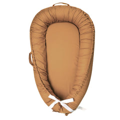 Hooyax Baby Lounger Cover in brown, ultra-soft cotton for newborn comfort.
