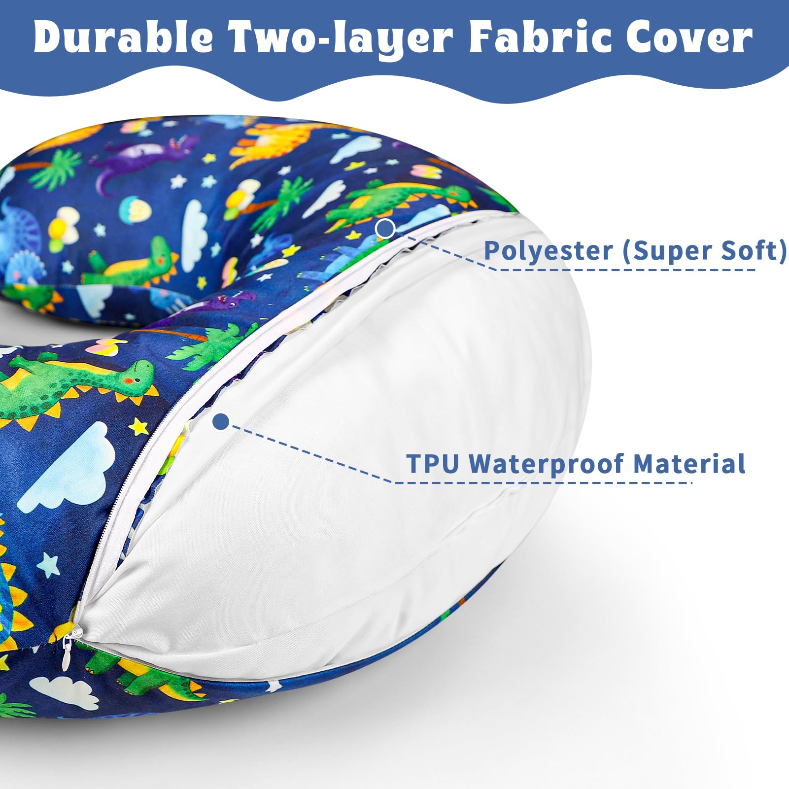 Hooyax baby nursing pillow slipcover stretches easily for quick changes.