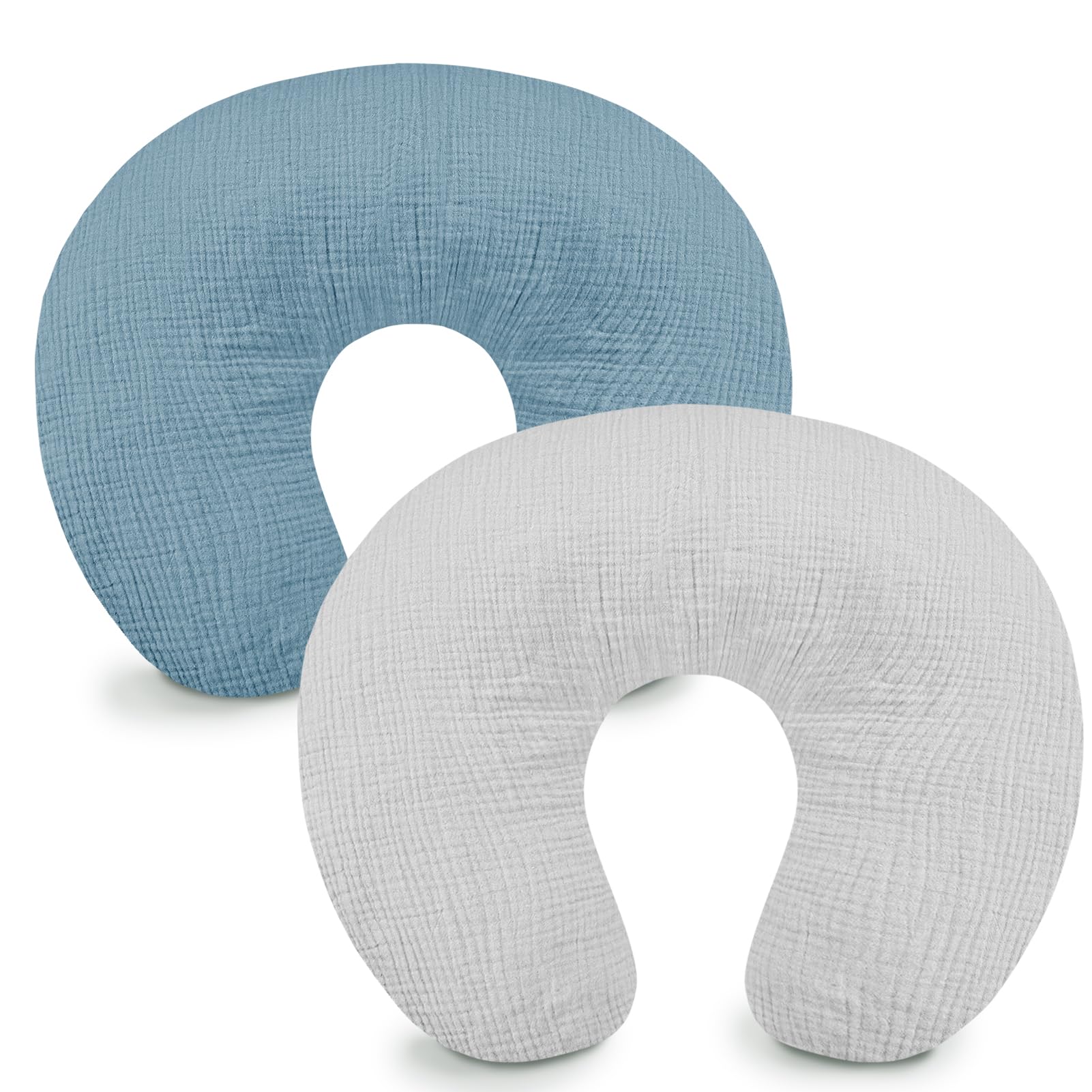 Hooyax blue-gray nursing pillow cover provides soft, breathable comfort for feeding sessions