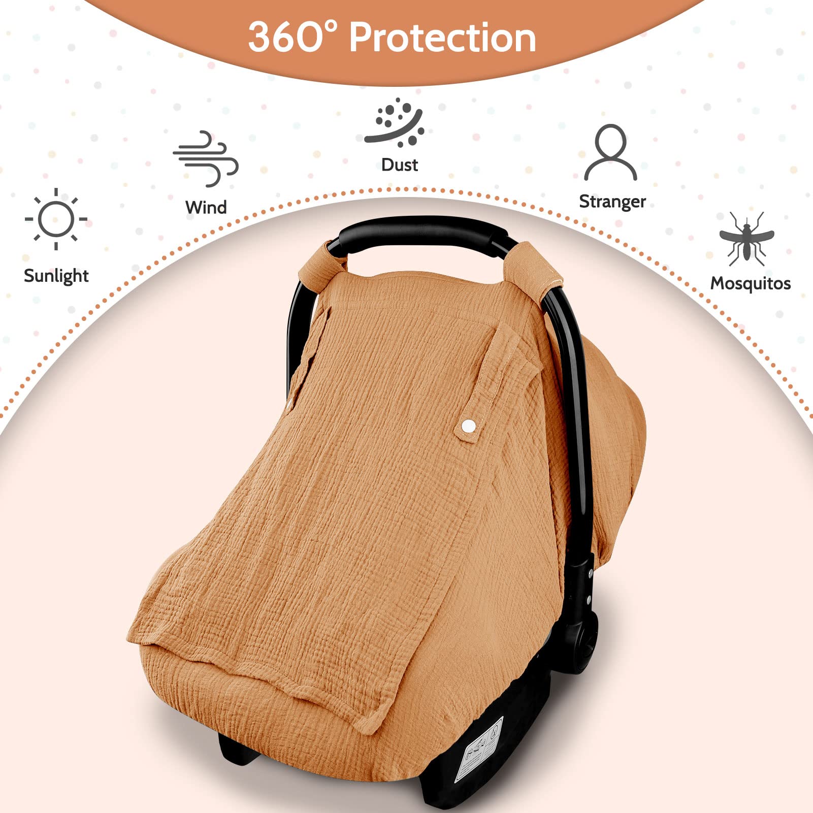 Hooyax car seat canopy with elastic bottom for snug stroller fit
