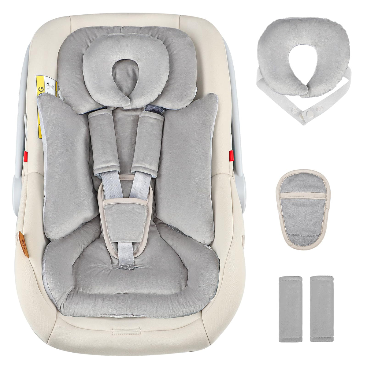 Hooyax infant car seat insert with removable head support for newborn comfort on car trips.