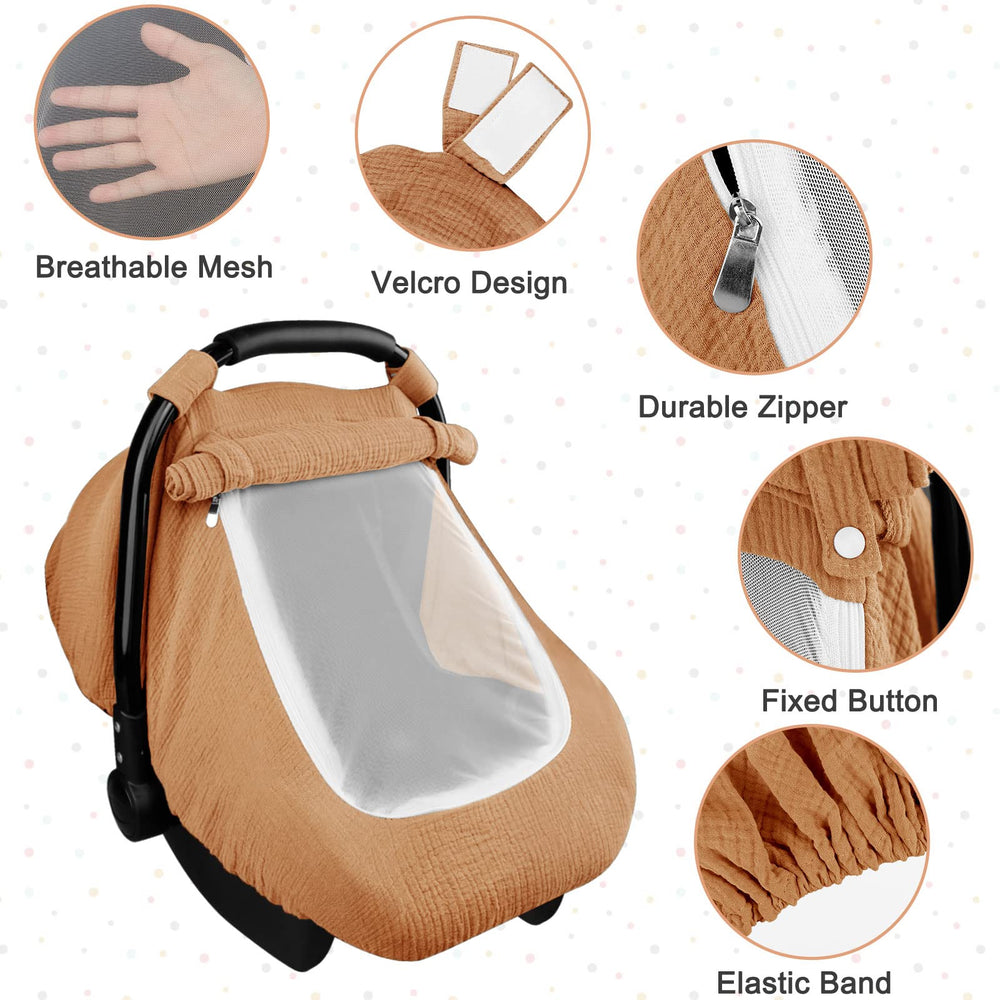 Hooyax muslin baby cover offers sun and wind protection during outings