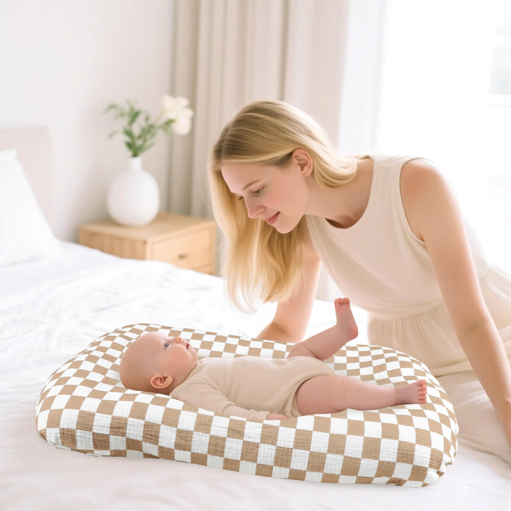 Hooyax muslin baby lounger cover with bear design adds soft, cozy style