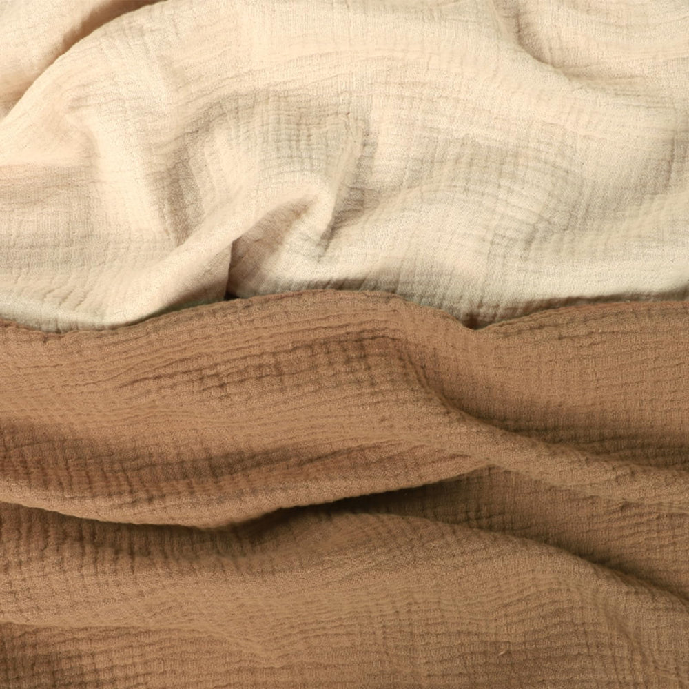 Hooyax muslin lounger cover brown showing envelope closure for quick change.