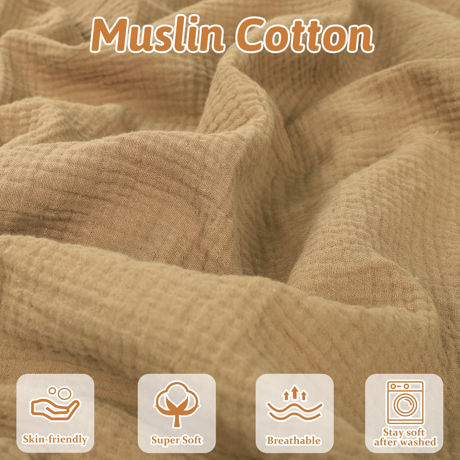 Hooyax muslin fabric closeup shows ultra-soft texture for newborn comfort.