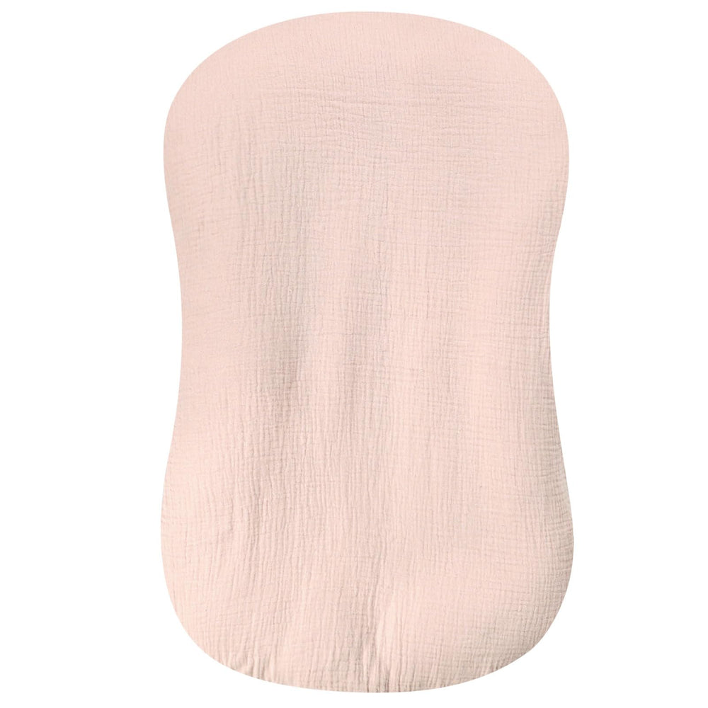Hooyax muslin baby lounger cover in light pink, breathable for newborn comfort.