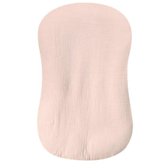 Hooyax muslin baby lounger cover in light pink, breathable for newborn comfort.